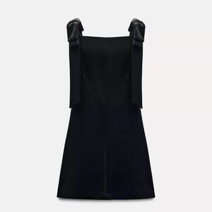 Zara Black Mini Dress with Bow Straps